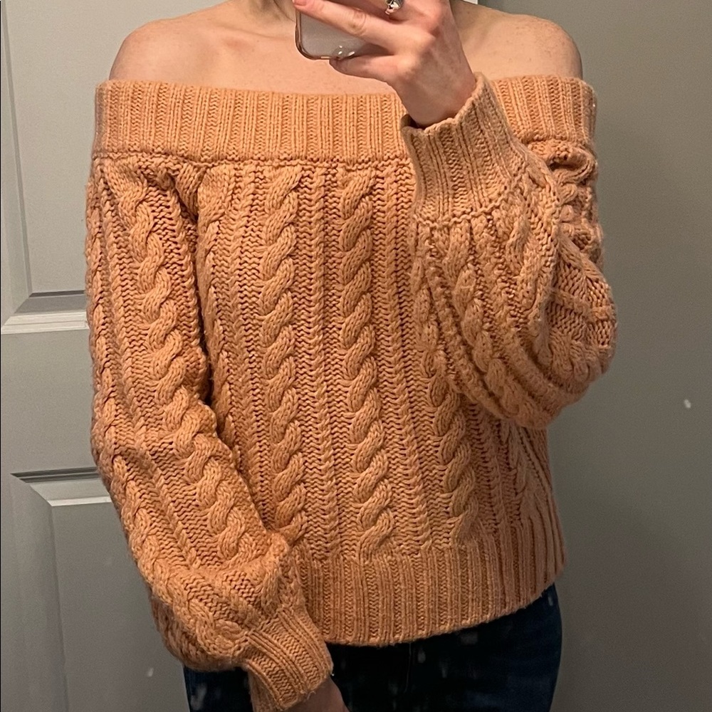 Cable Knit Off the Shoulder Sweater